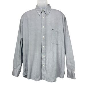 PING Men XL 100% Cotton Long‎ Sleeve Button Up Shirt Gray/White Stripe Pattern
